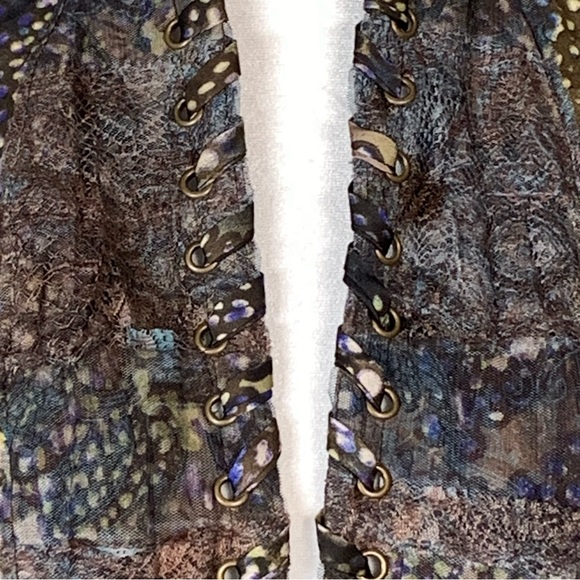 Alberto Makali Embellished Rhinestone Whipstitch Beaded Lace Blue Gray Jacket 4 - Picture 7 of 14